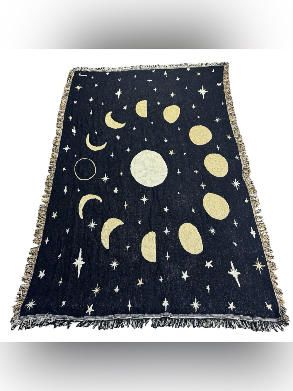 Calhoun & Co Moon Phases Stars Tapestry Cotton Throw Blanket 50"x68"